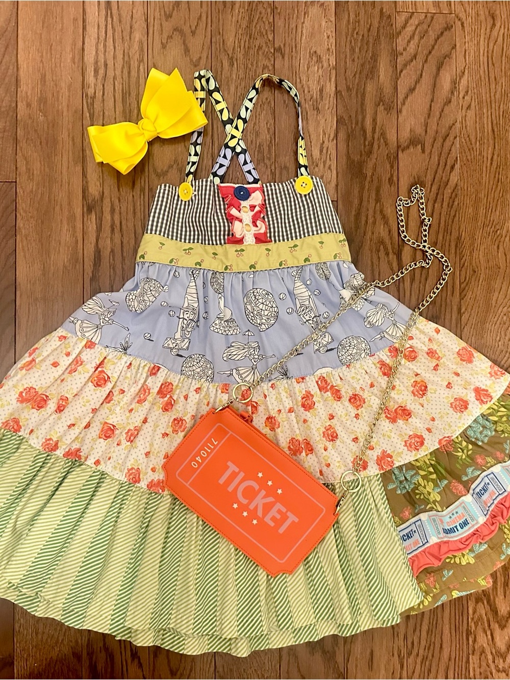 Matilda Jane Dress with Yellow Bow and Bag
